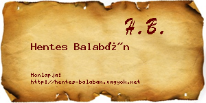 Hentes Balabán névjegykártya